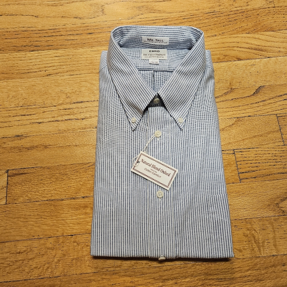 New Vintage Mr Tall By Enro Button Down Long Sleeve Shirt Men's Size 17.5-36